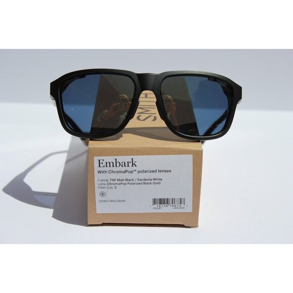 SMITH OPTICS Embark POLARIZED Glacier Sunglasses Black/Gold TNF RARE NEW $245 - Picture 9 of 16